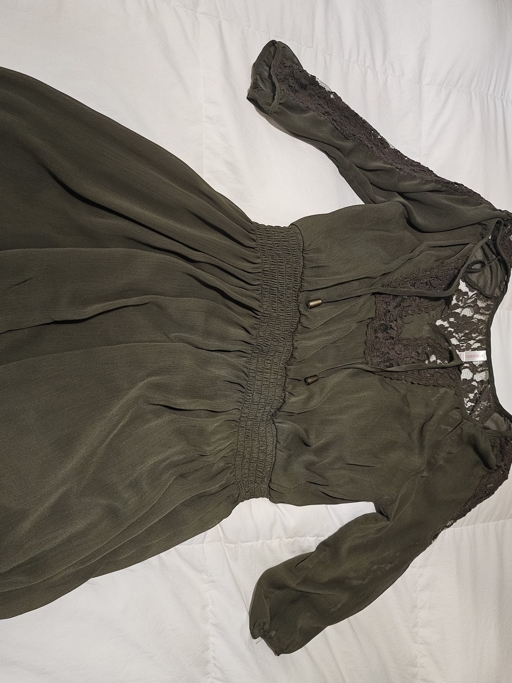 Women's Olive Lace-Trim Dress